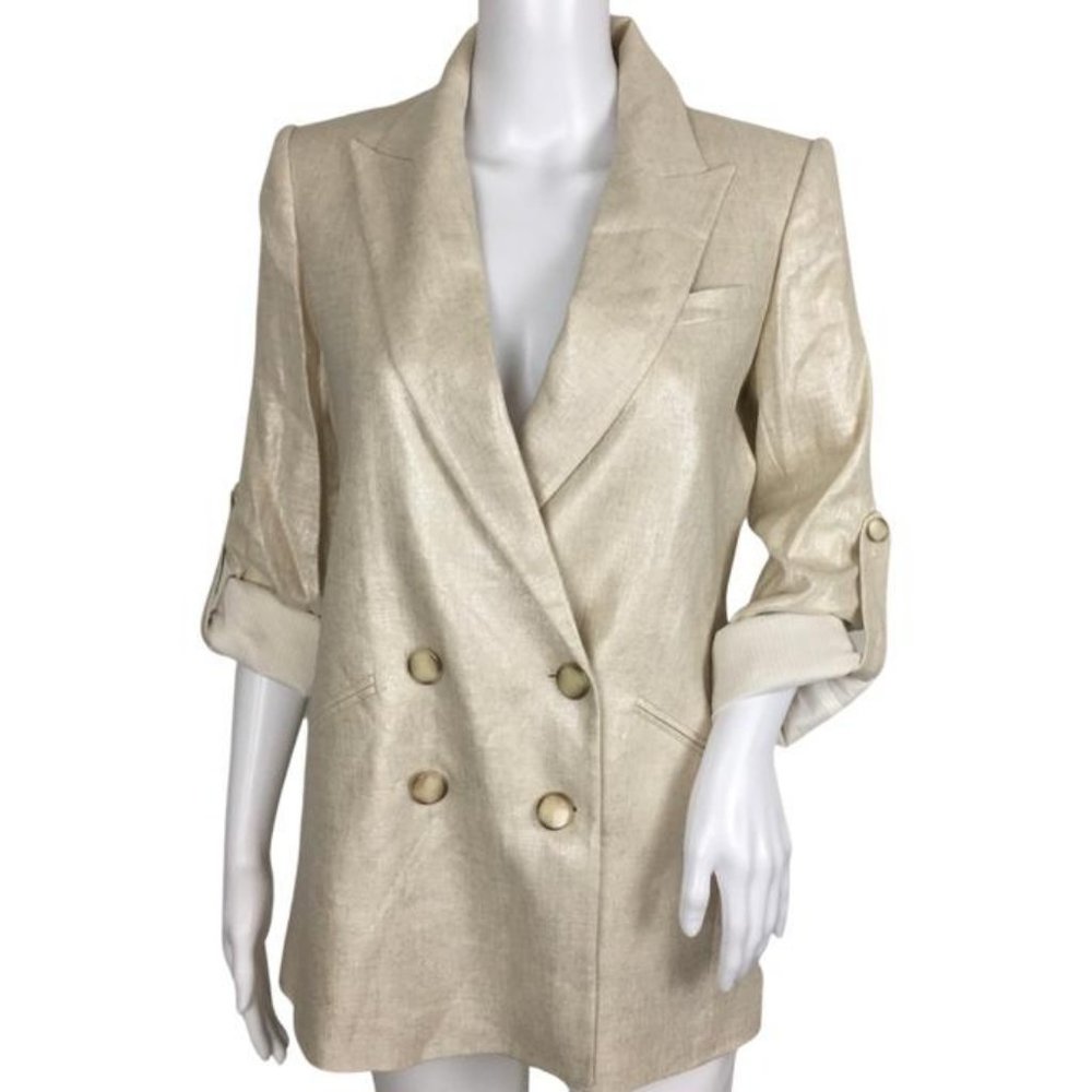 Veronica Beard Women's Parineti Metallic Dickey Jacket Silver Sz 4, 8